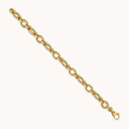 Polished Fancy Link Bracelet, 14K