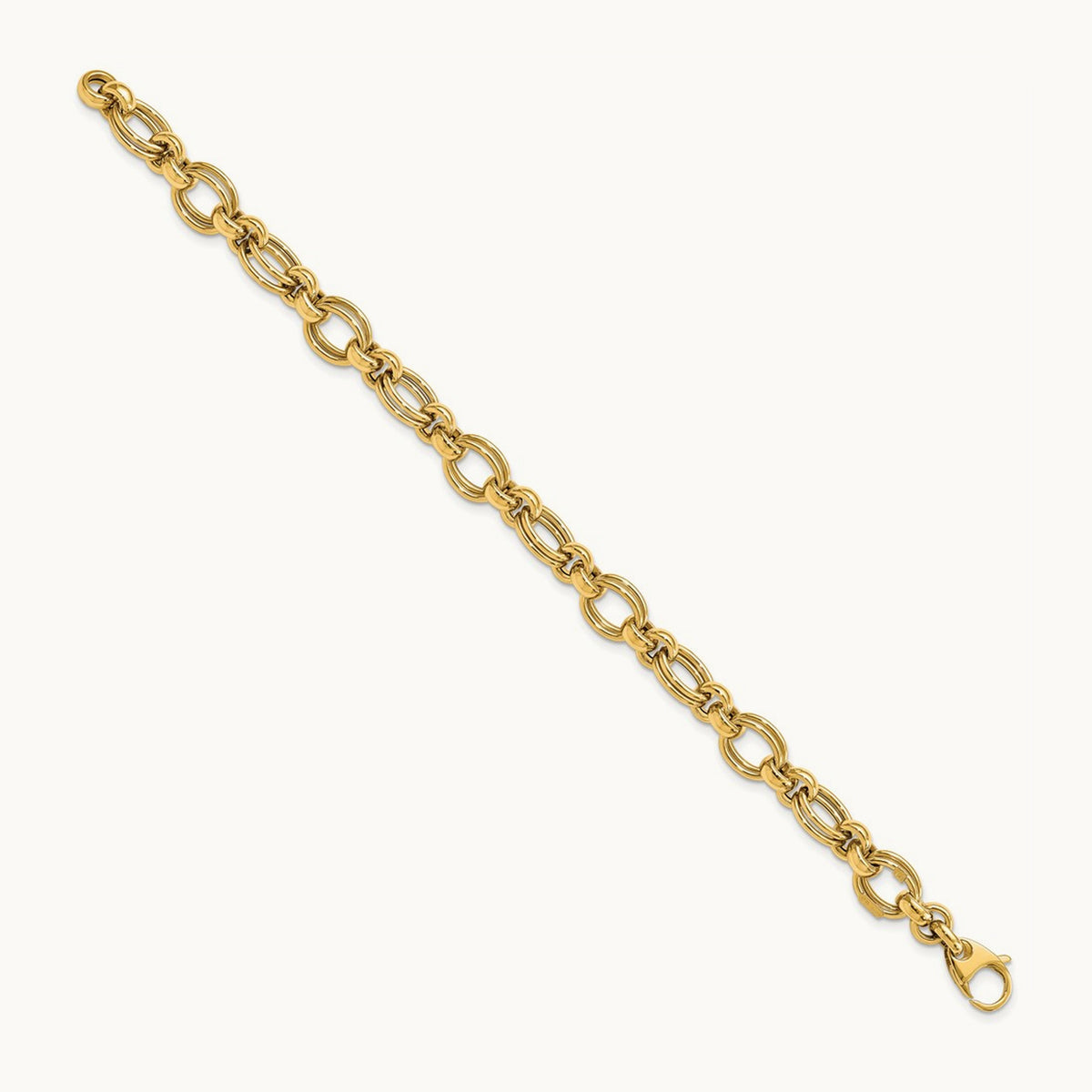 Polished Fancy Link Bracelet, 14K