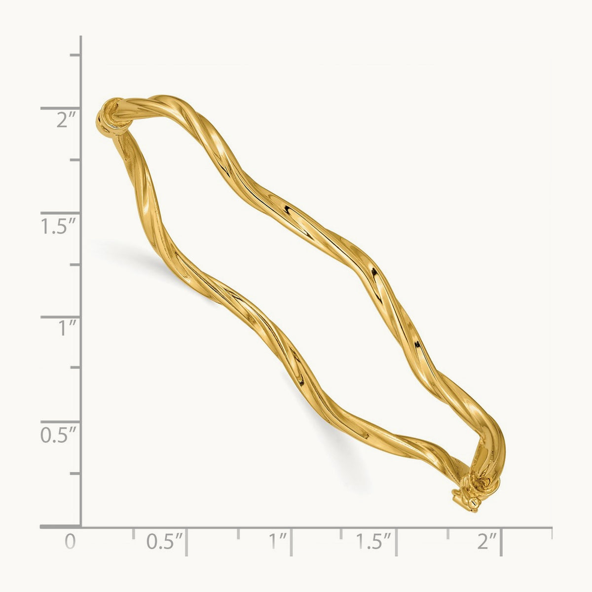 Polished Twisted Hinged Bangle Bracelet, 14K