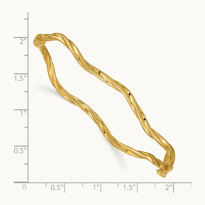 Polished Twisted Hinged Bangle Bracelet, 14K