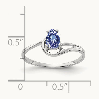 6x4mm Pear Tanzanite ring, 14K White Gold
