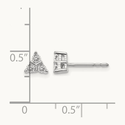 3-stone Diamond Triangle Earrings, 14K White Gold