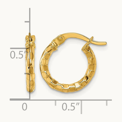 Polished Textured Hoop Earrings — 14mm