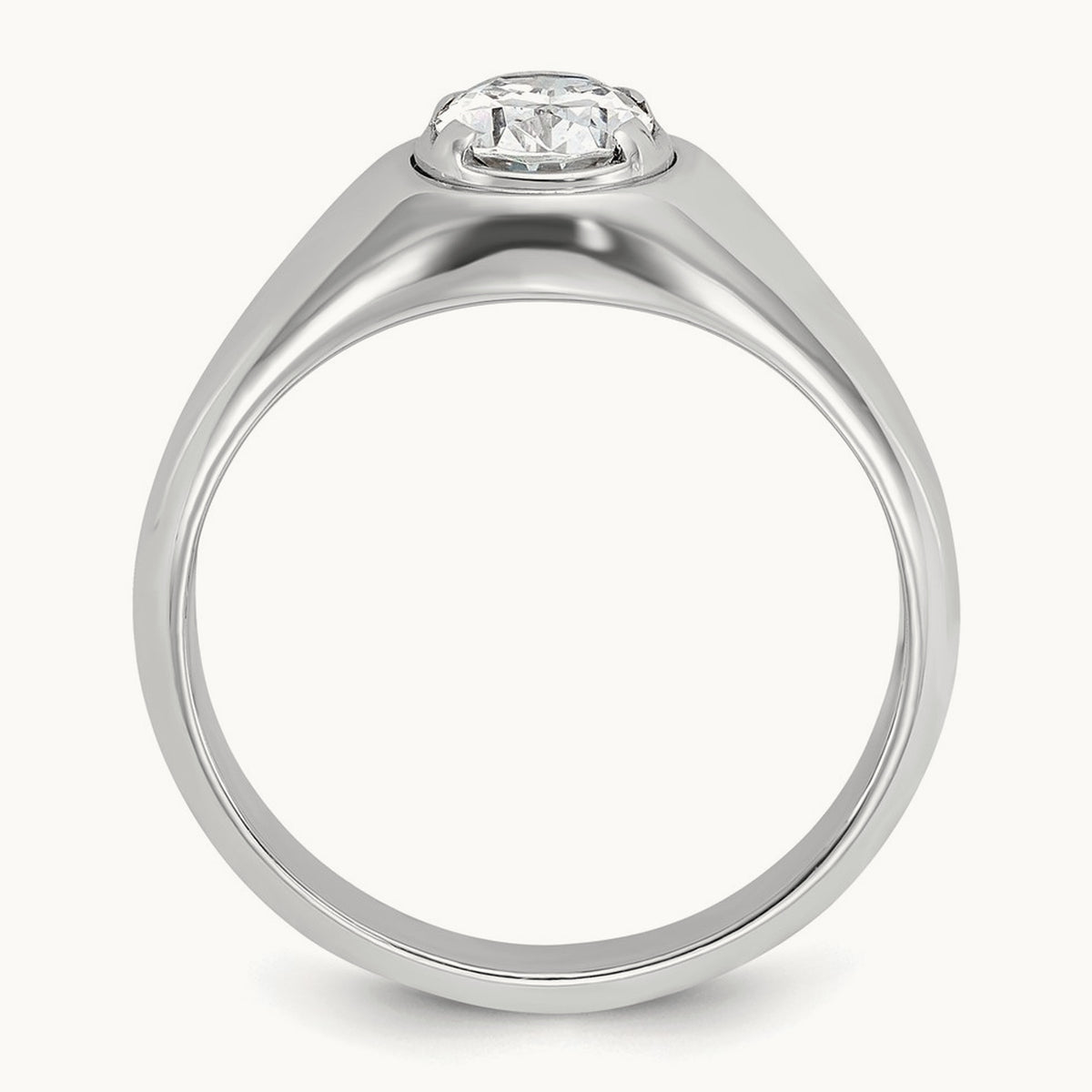 Oval Men's Ring — 14K White Gold, 10