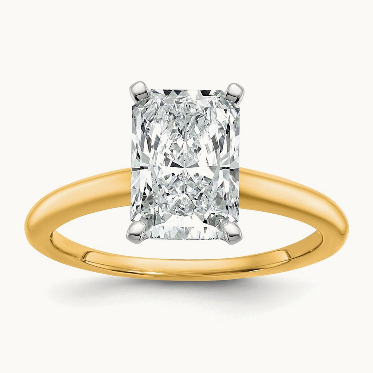 Radiant Solitaire Engagement Ring, 0.50-5.00 ct tw Lab-Grown Diamond — 2 1/2 ct, 14K Two-Tone