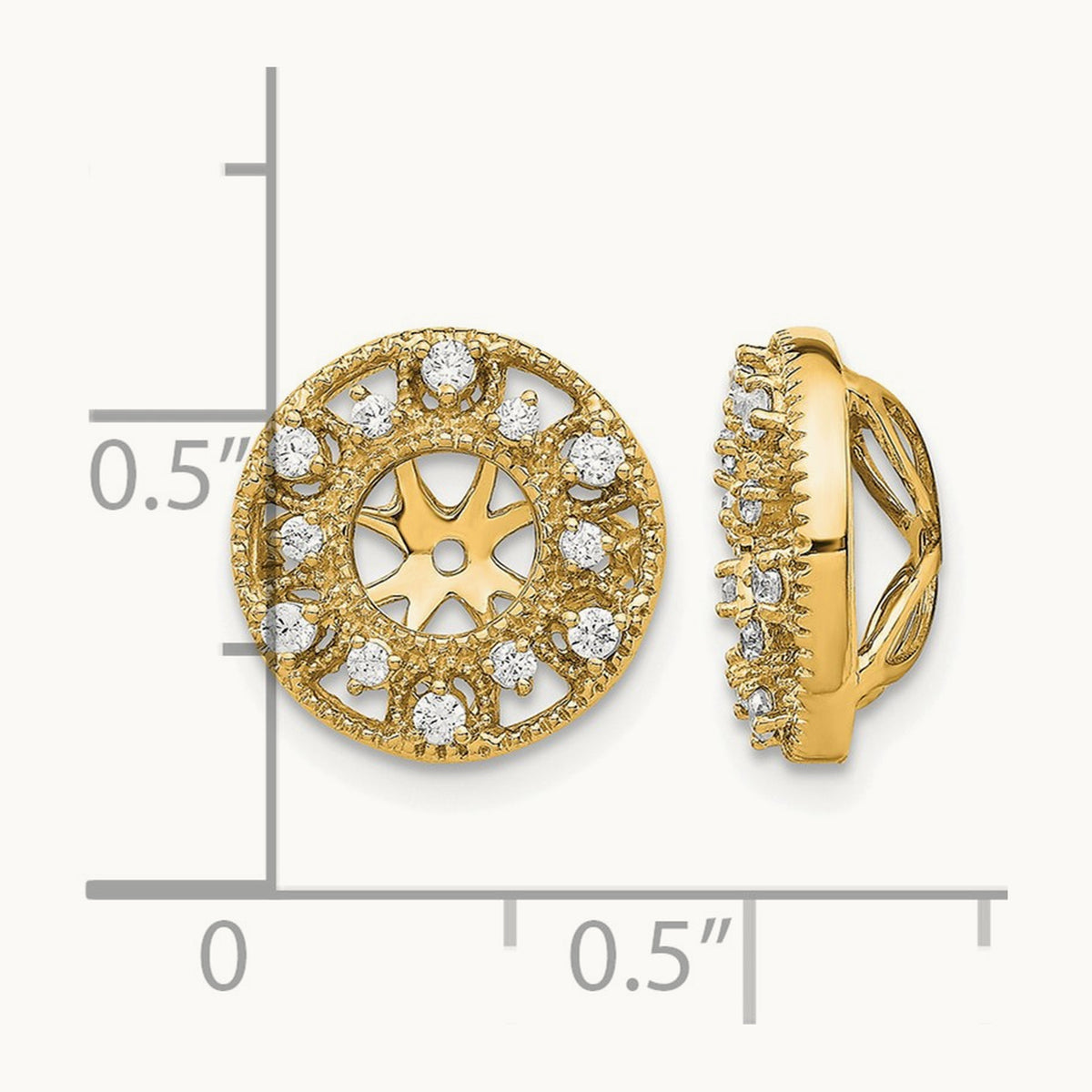 Fancy Diamond Earring Jackets — 14K Yellow Gold, 13mm