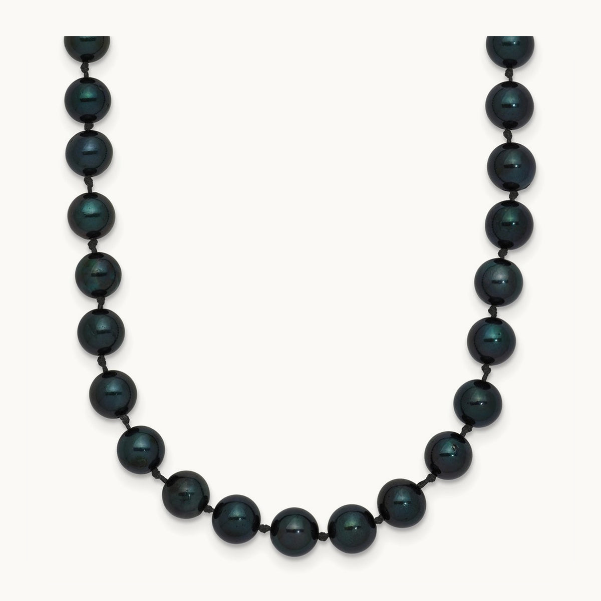 5- Round Black Saltwater Akoya Cultured Pearl Necklace, 14K White Gold