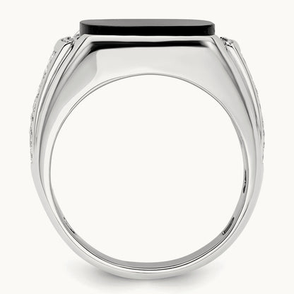 Onyx Men's Ring, 0.50 ct tw Lab-Grown Diamond