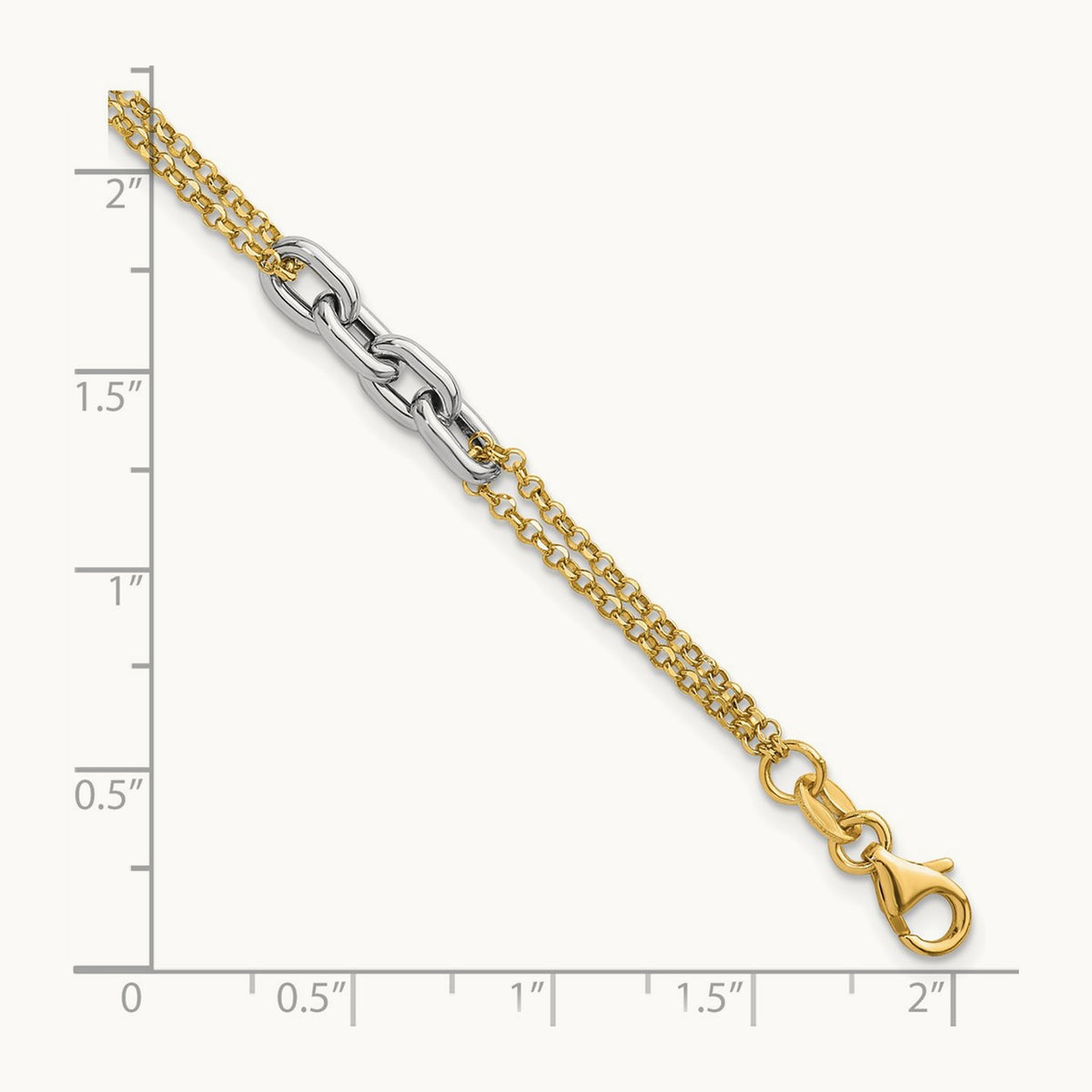Polished 7.25in w/1in ext. Bracelet, 14K Two-tone