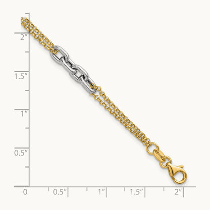 Polished 7.25in w/1in ext. Bracelet, 14K Two-tone