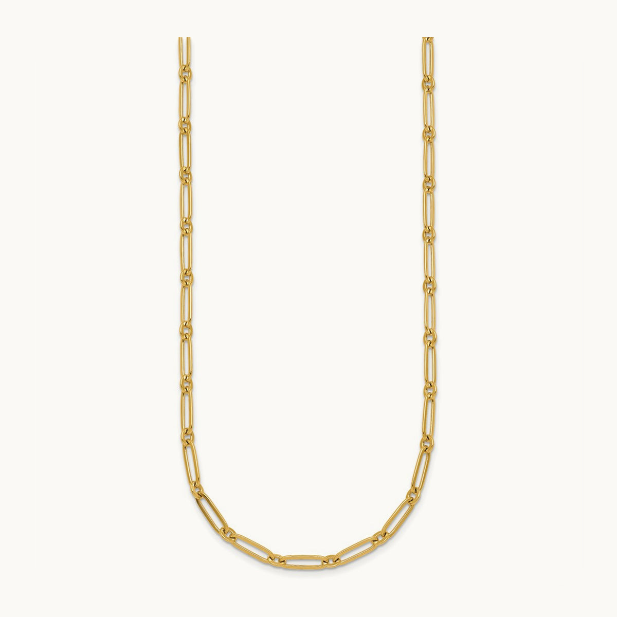 Polished Paperclip Link Necklace, 3.75mm, 14K