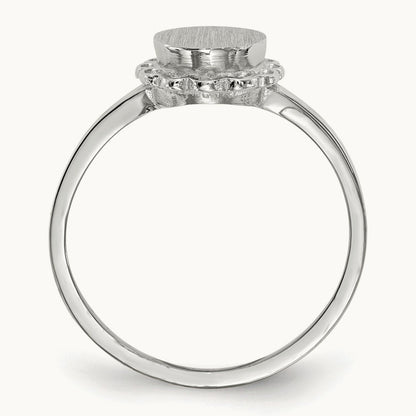 6.5x7. Open Back Signet Ring, 0mm, 14K White Gold