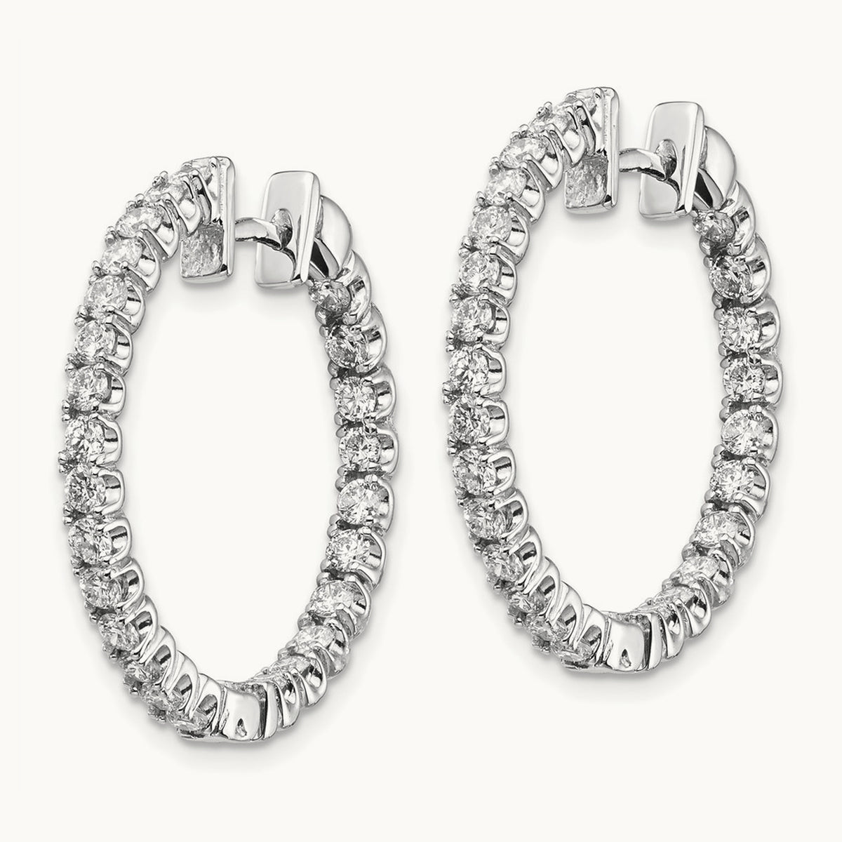 A Diamond Hinged Hoop Earrings, 14K White Gold