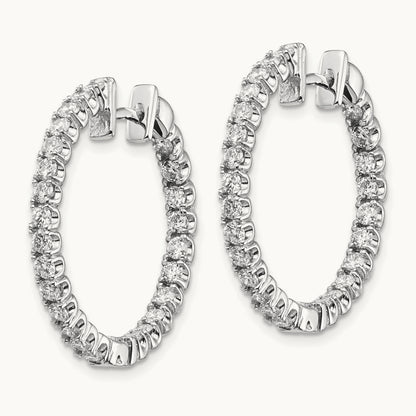 A Diamond Hinged Hoop Earrings, 14K White Gold