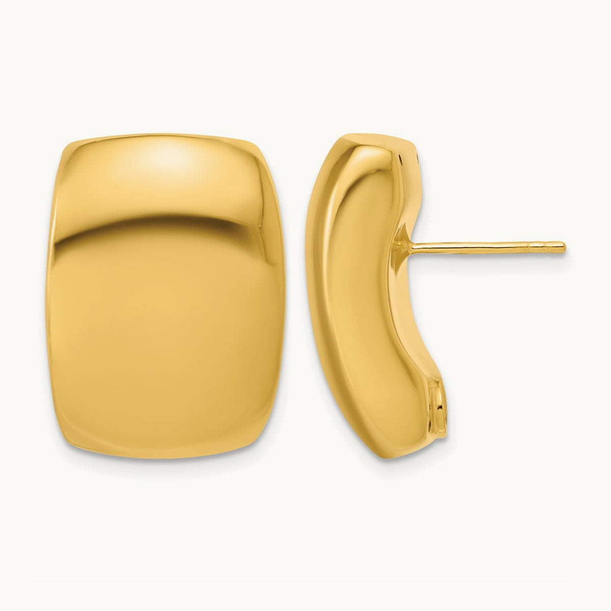Polished Hollow Puffed Post Earrings, 14K — Leslie's