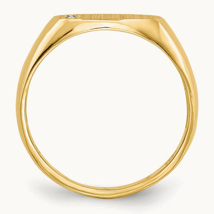 11.0x6. AAA Diamond Open Back Signet Ring, 5mm, 14K