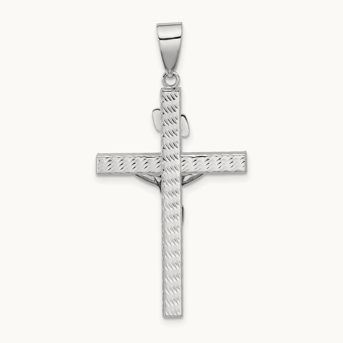 Polished and Diamond-cut Crucifix Pendant, 14K Two-tone