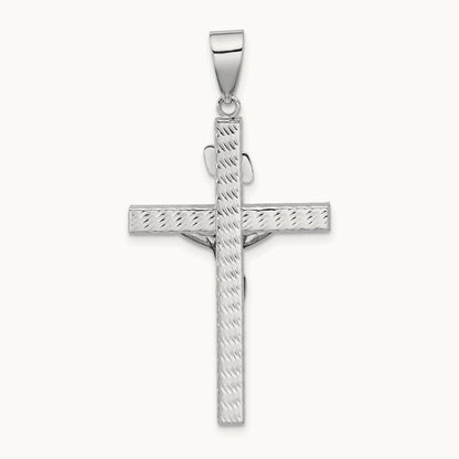 Polished and Diamond-cut Crucifix Pendant, 14K Two-tone