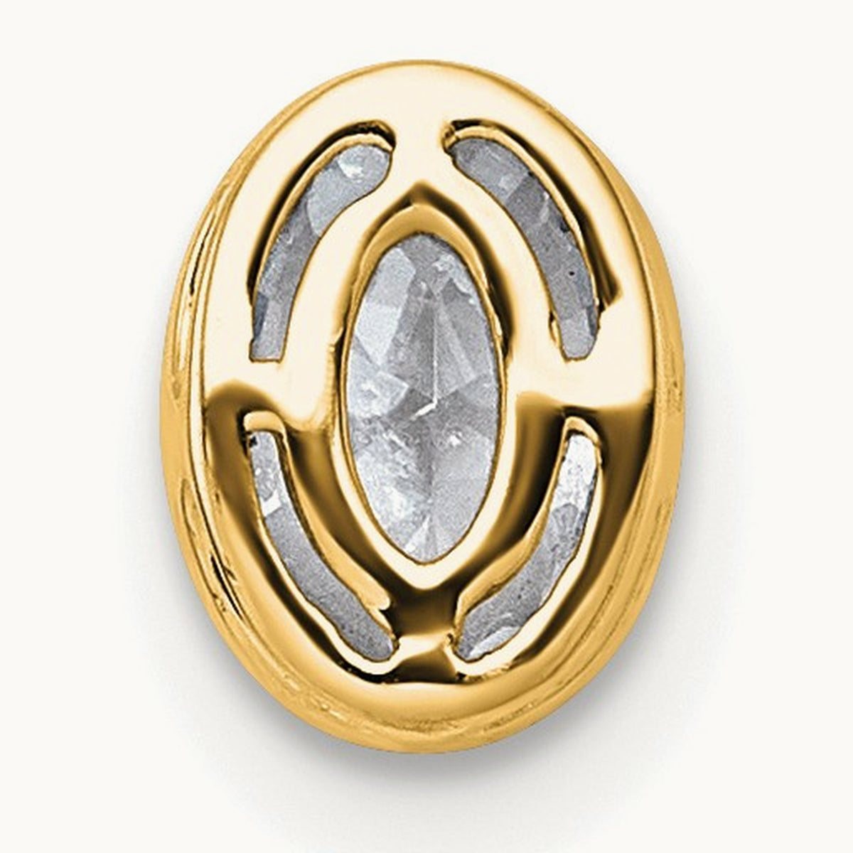Oval Bezel Set Chain Slide Pendant, 0.25-3.00 ct tw Lab-Grown Diamond — 5/8 ct, VS (Best), 14K Yellow Gold