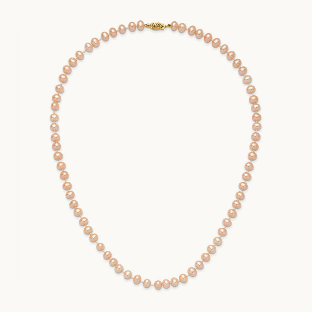 5- Pink Near Round Freshwater Cultured Pearl Necklace, 14K