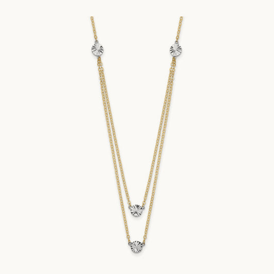 Polished & D/C Discs Double Necklace, 14K Two-tone