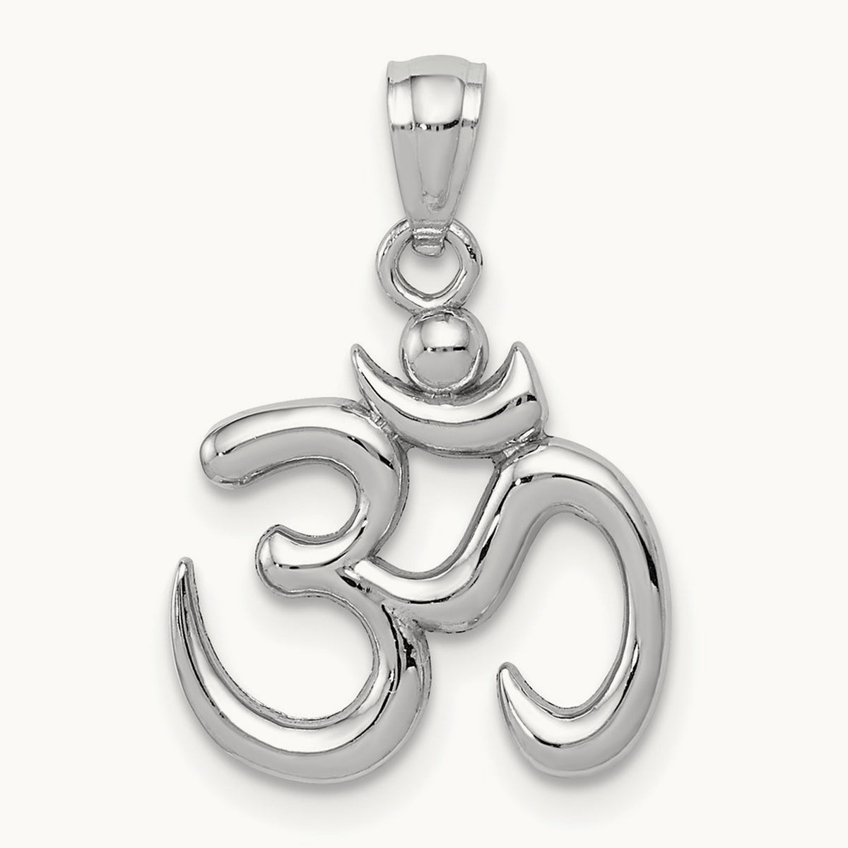 Polished Om Symbol Pendant, 14K White Gold