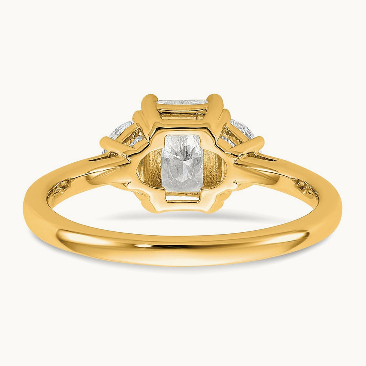 Radiant & 1/2 Moon Engagement Ring, 1.25-4.00 ct tw Lab-Grown Diamond — 1 3/8 ct, 14K Yellow Gold