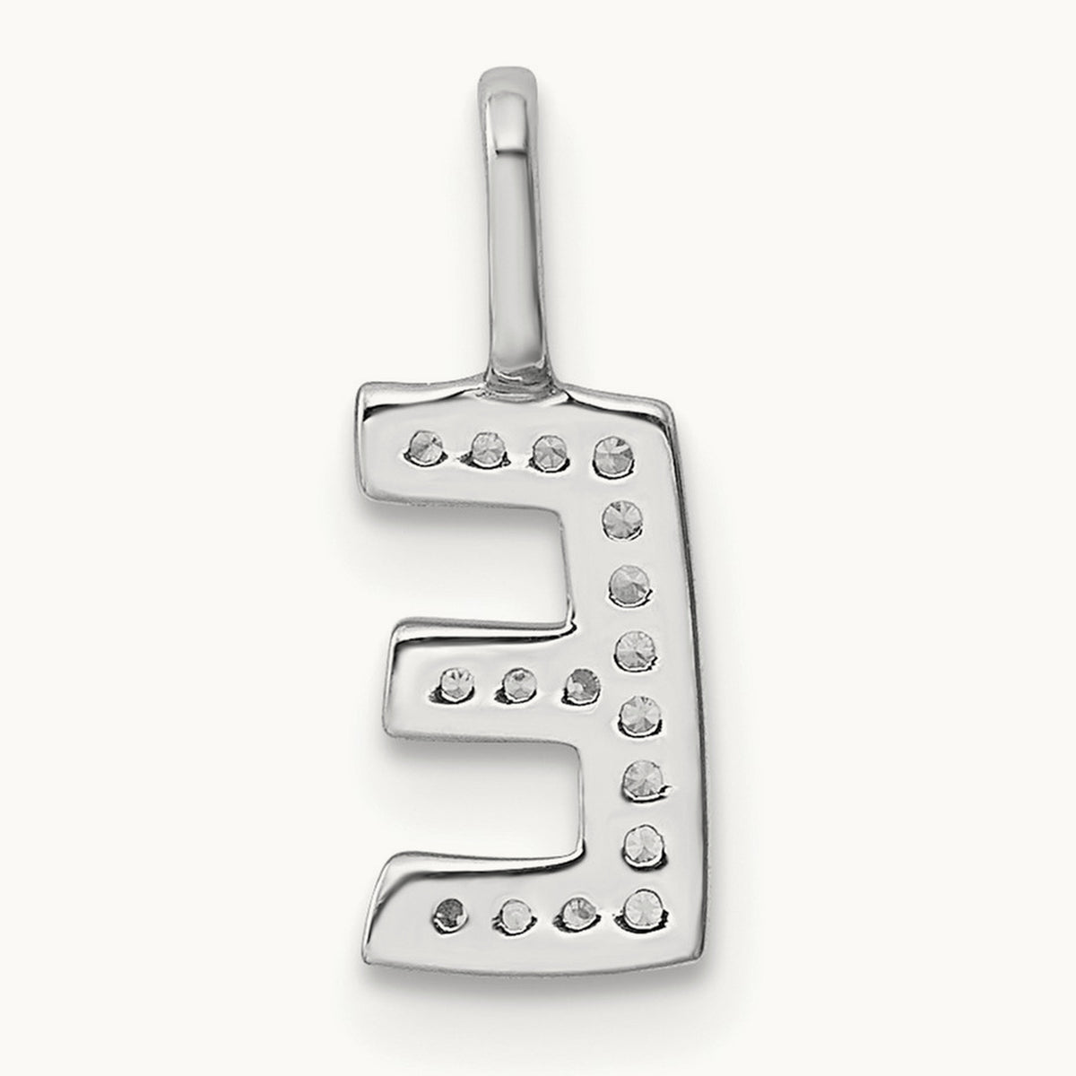 Diamond Letter E Initial Pendant, 14K White Gold