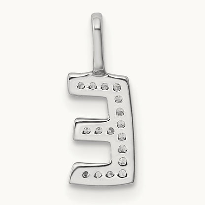 Diamond Letter E Initial Pendant, 14K White Gold