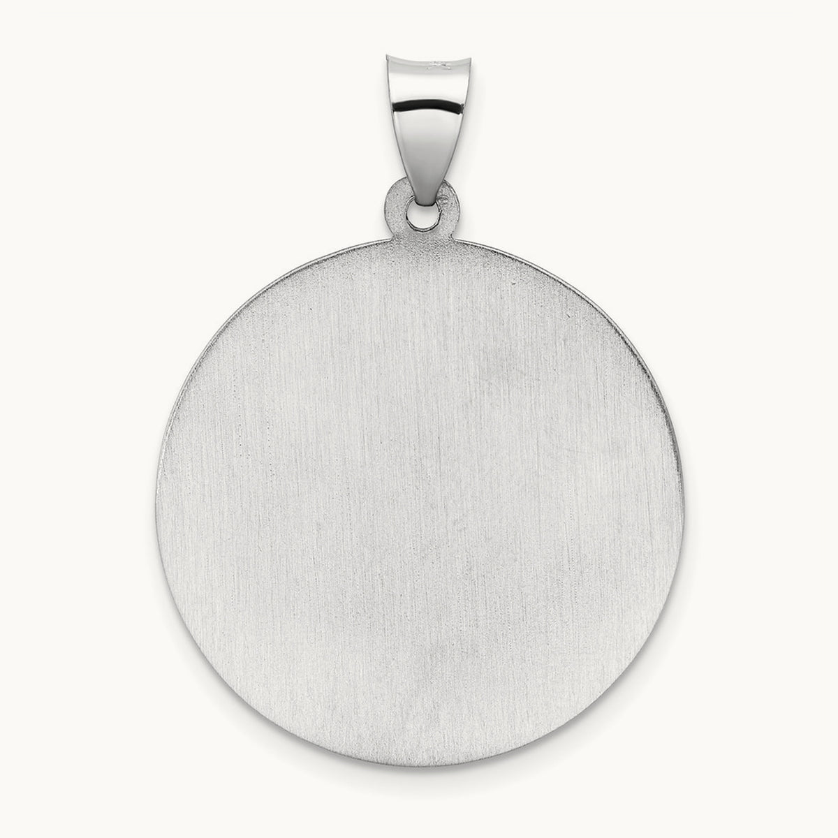 Polished and Satin Hollow St Michael Medal Pendant, 14K White Gold
