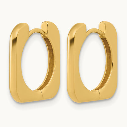 Polished Square Hinged Hoop Earrings, 14K — Leslie's