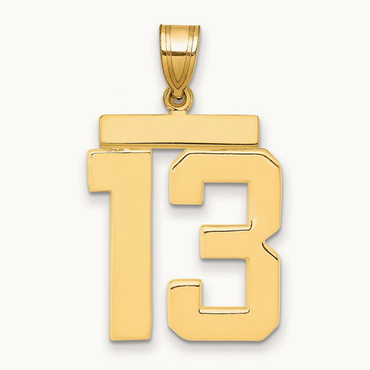 Large Polished Number 13 Charm, 14K