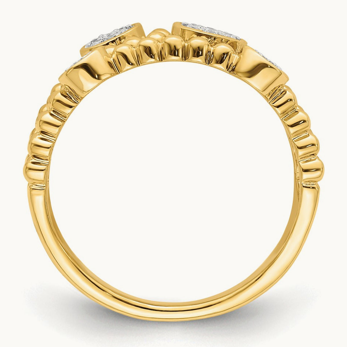Polished Pave Circles Multi-band Diamond Ring, 14K