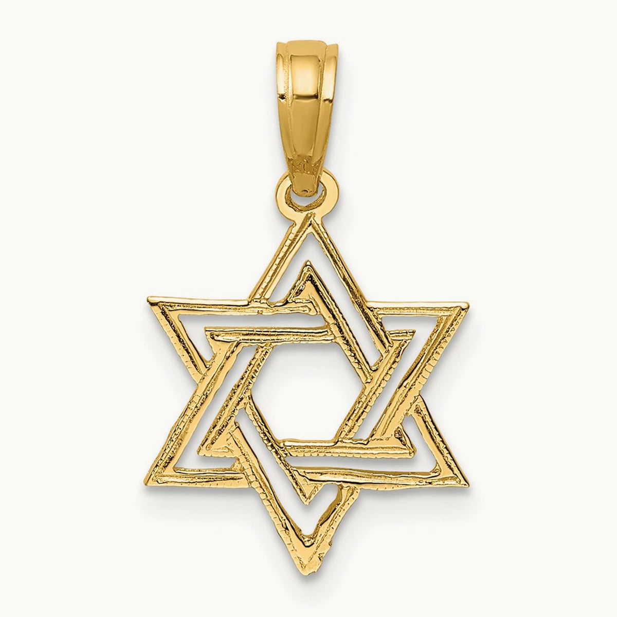 Polished Star Of David Charm — 14K Yellow Gold, 19.1mm