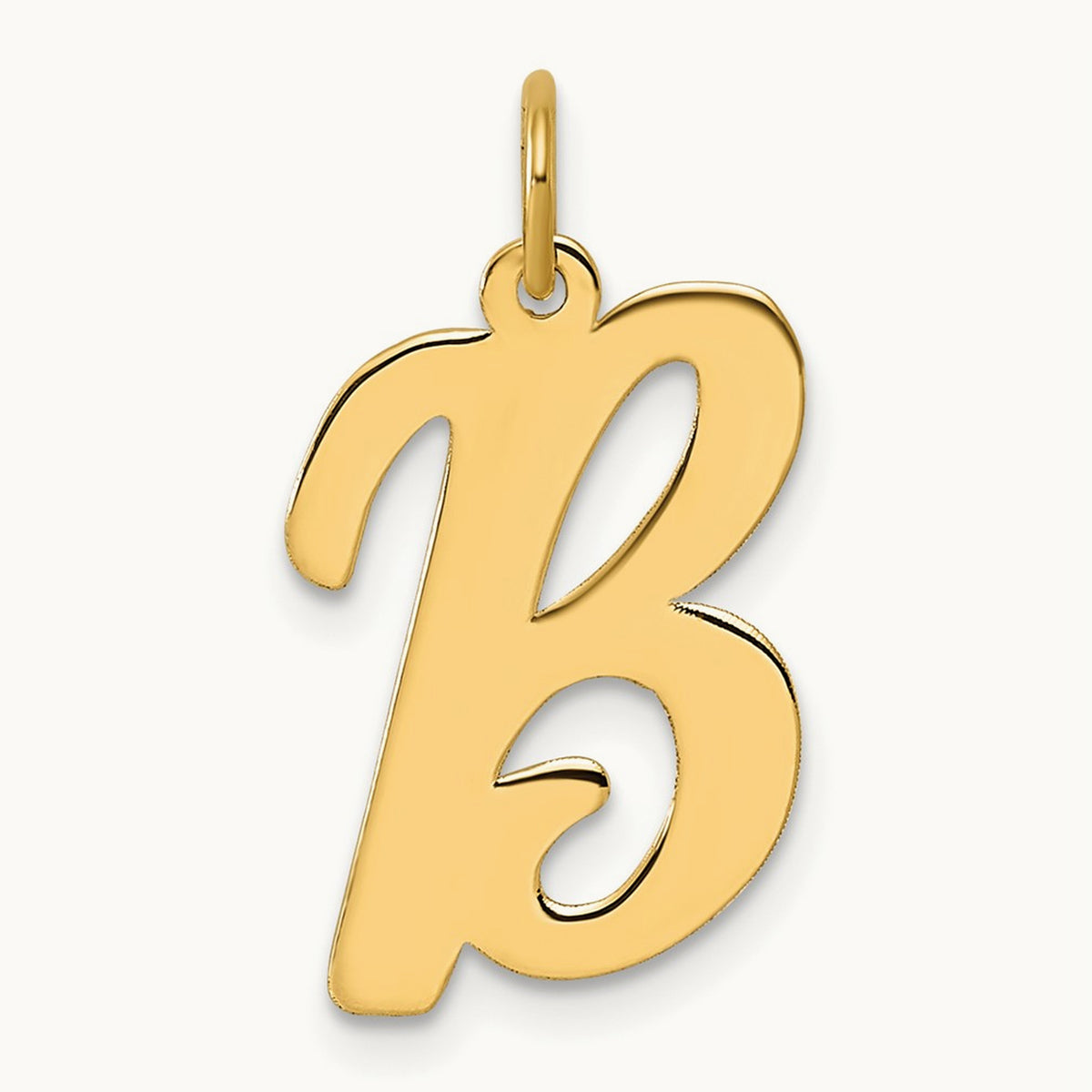 Large Script Initial Charm — 14K Yellow Gold, B