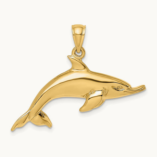 Polished Swimming Dolphin Charm — 24mm