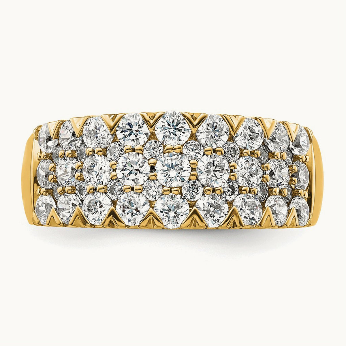 Triple Row Band, 1.50-3.00 ct tw Lab-Grown Diamond — 1 1/2 ct, 14K Yellow Gold, 7