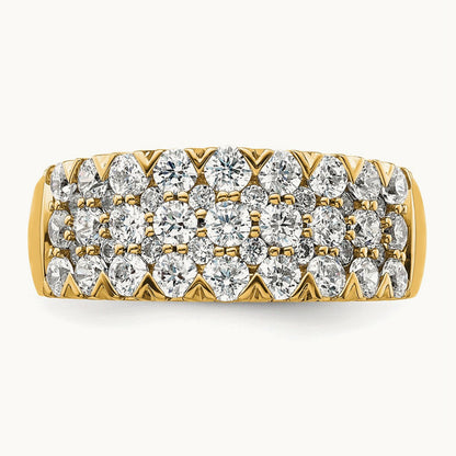 Triple Row Band, 1.50-3.00 ct tw Lab-Grown Diamond — 1 1/2 ct, 14K Yellow Gold, 7