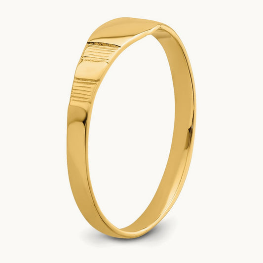Polished Square Baby Signet Ring, 14K