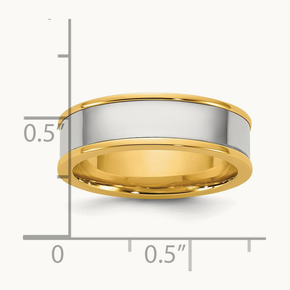 Y/W Step Up Flat Edge Wedding Band, 6mm, 14K Two-tone
