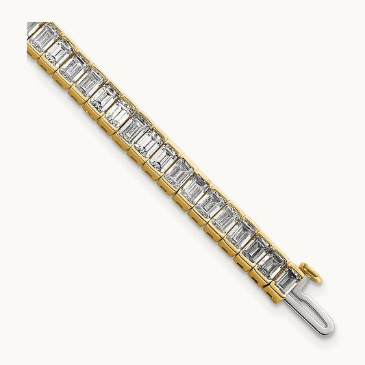 Emerald Bezel Tennis Bracelet — 14K Yellow Gold