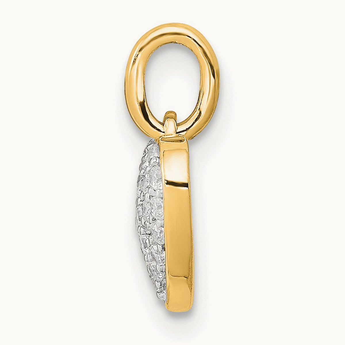 Diamond Heart Pendant — 14K Yellow Gold, 13mm
