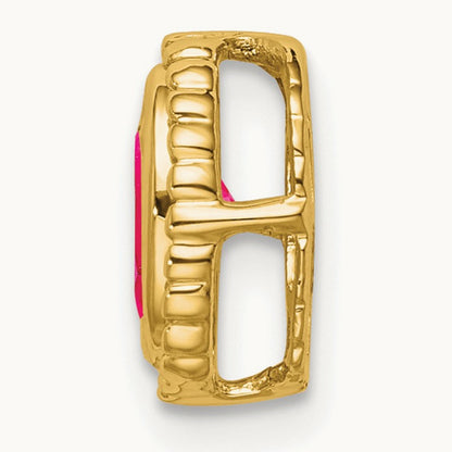 Oval Ruby Chain Slide — 14K Yellow Gold
