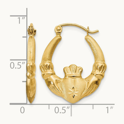 Polished and Satin Claddagh Hoop Earrings — photo set
