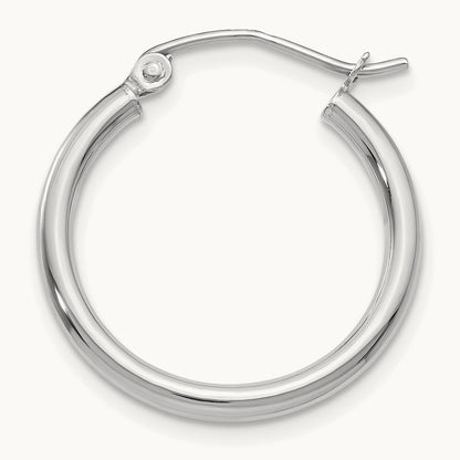 Single 14k White Gold Polished 2x20mm Lightweight Tube Hoop Earring