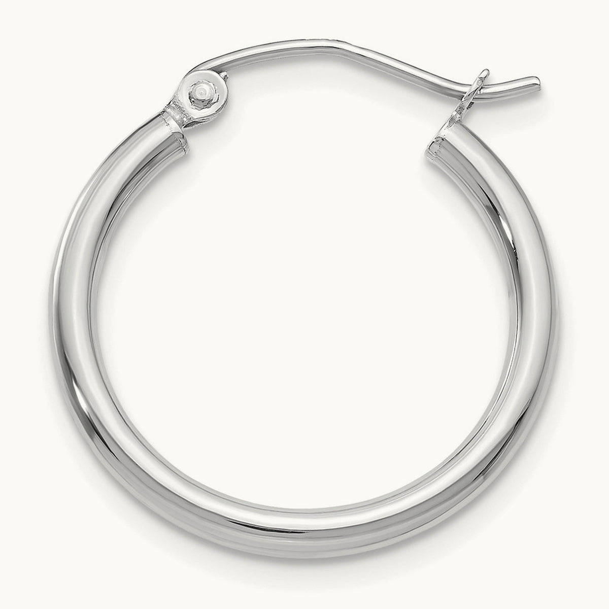 Single 14k White Gold Polished 2x20mm Lightweight Tube Hoop Earring