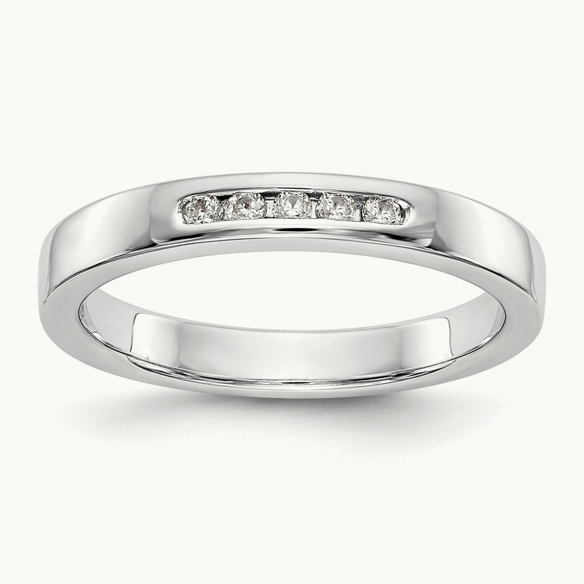 Setting: 5- Stone Closed Channel Band Mounting, 1.6mm — 14K White Gold