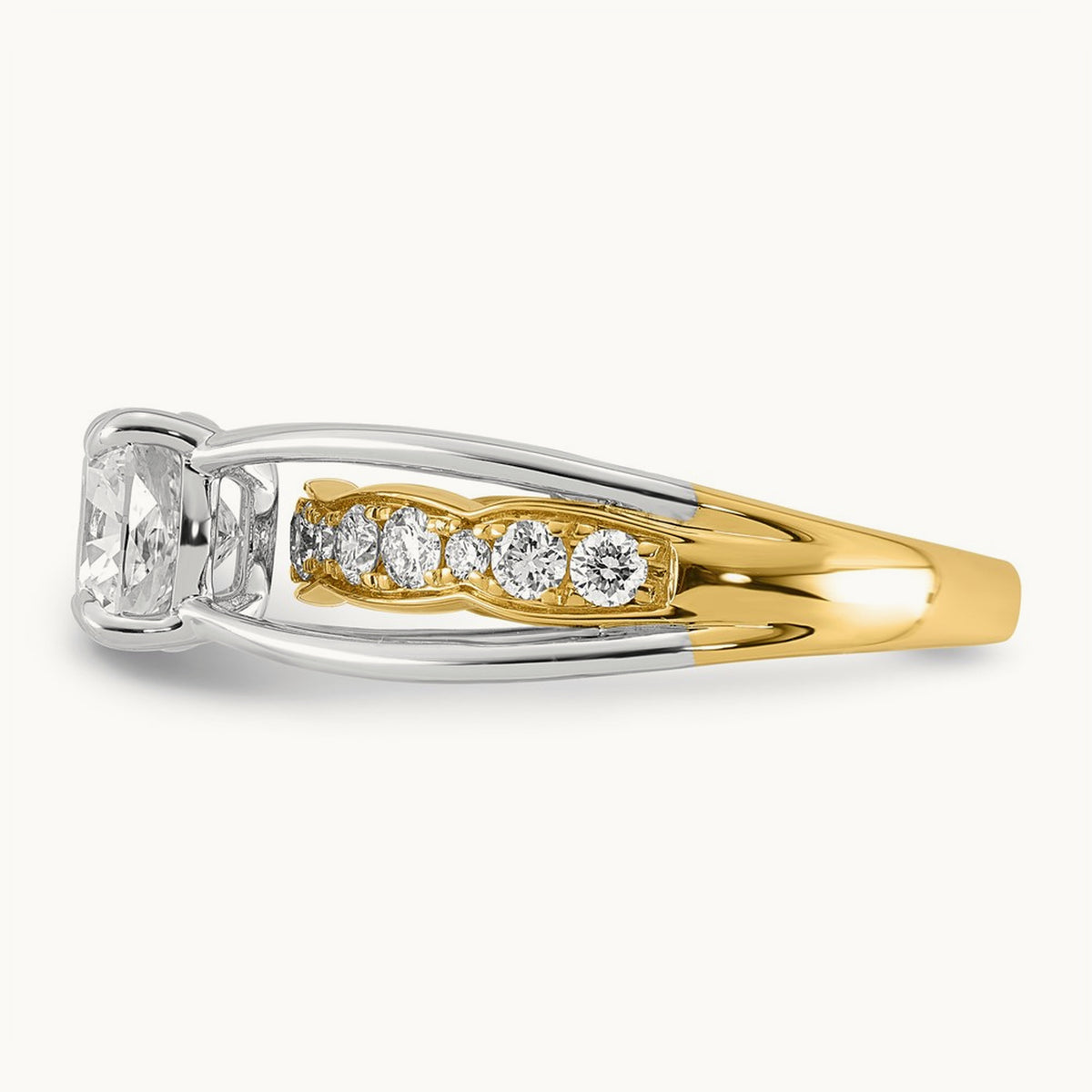 14ktt Certified Cushion Center Lab Grown Diamond VS+ F+ Ring — 14K Two-Tone Gold, 2.03 ct tw