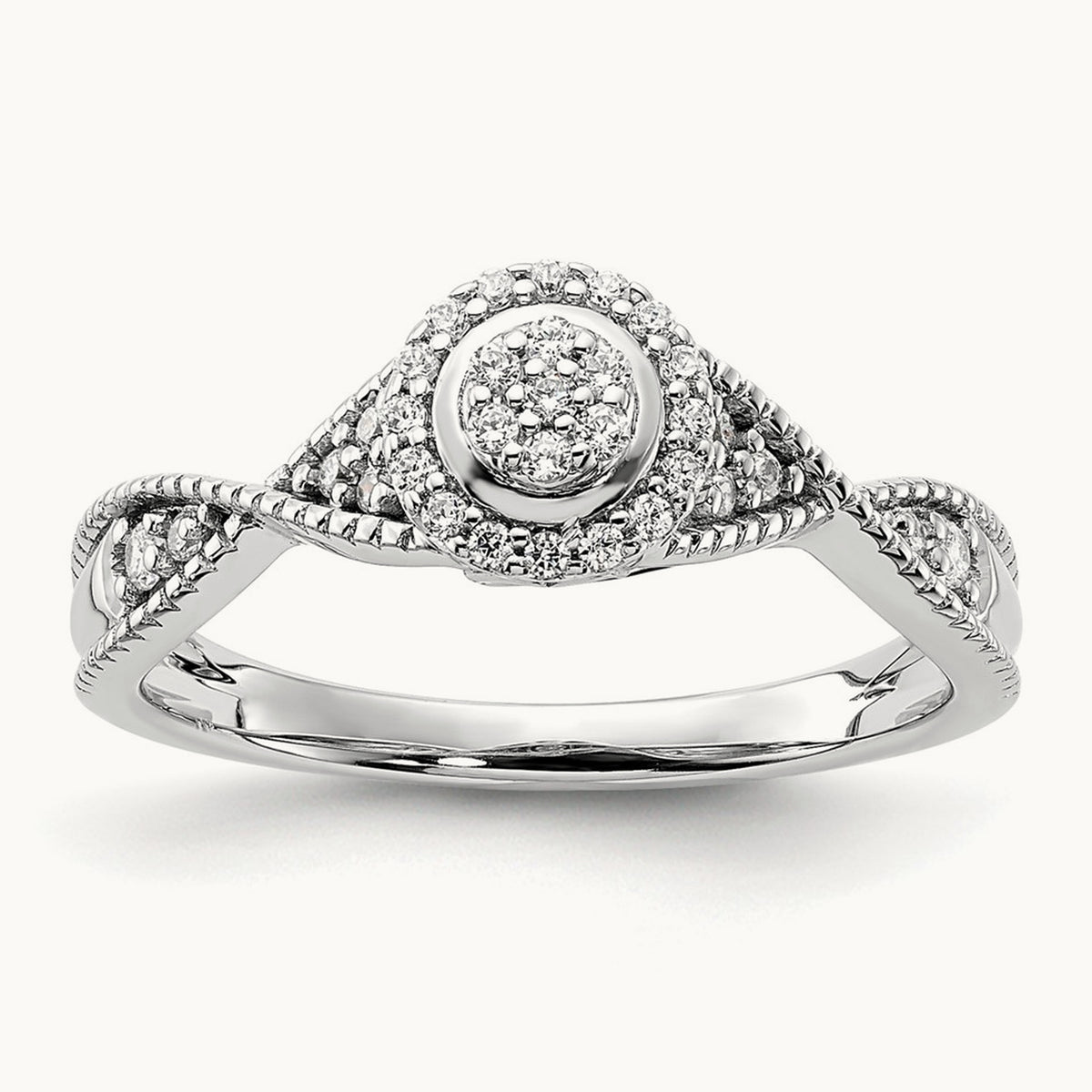 And Rose Halo Cluster Engagement Ring, 0.20 ct tw