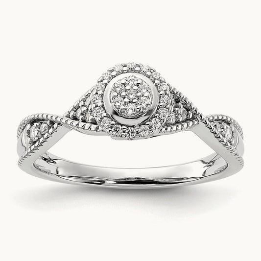 And Rose Halo Cluster Engagement Ring, 0.20 ct tw